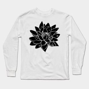 Water Lilly Black Long Sleeve T-Shirt